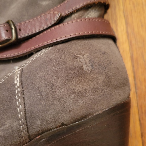 FRYE Oiled Fatigue Suede Leather Buckle Strap Tall Boots 10B JANE Boho Western - Picture 10 of 10